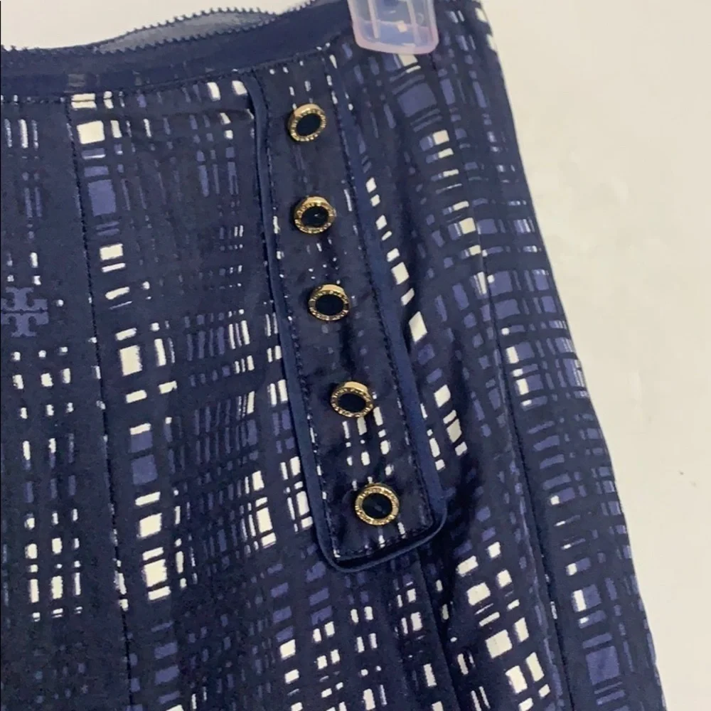 Tory Burch Silk Navy blue Academia Sway A line knee length skirt women’s size 2